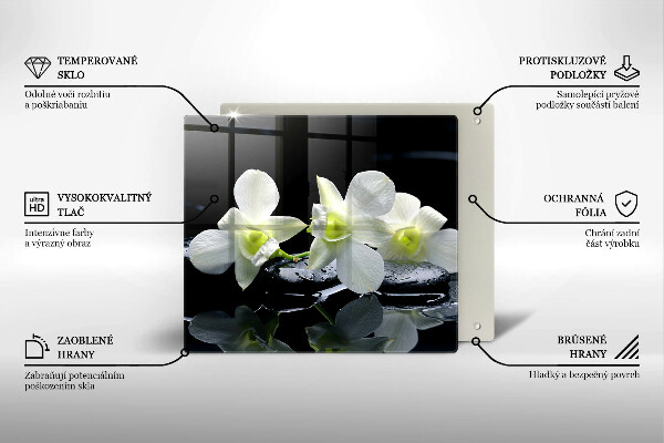 Tábua de cortar alimentos Flores Brancas em Água Zen