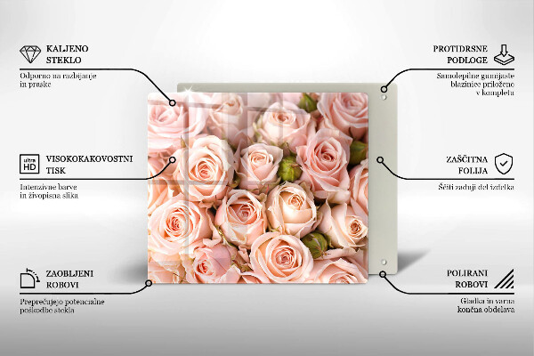 Tábua de vidro Buquê de rosas delicadas