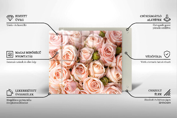 Tábua de vidro Buquê de rosas delicadas