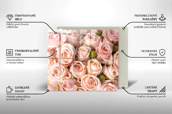 Tábua de vidro Buquê de rosas delicadas