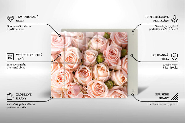 Tábua de vidro Buquê de rosas delicadas