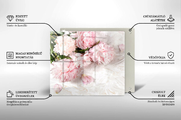 Tábua de corte de vidro Flores delicadas de rosas