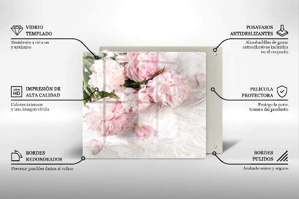 Tábua de corte de vidro Flores delicadas de rosas
