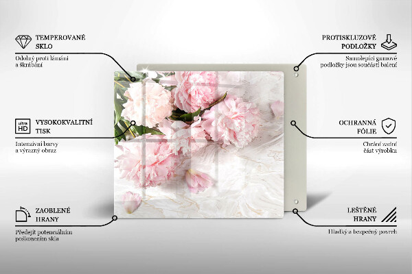 Tábua de corte de vidro Flores delicadas de rosas