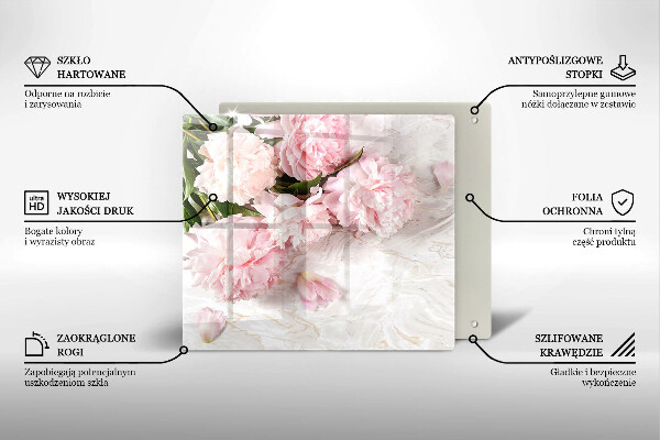 Tábua de corte de vidro Flores delicadas de rosas