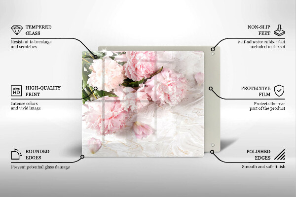 Tábua de corte de vidro Flores delicadas de rosas