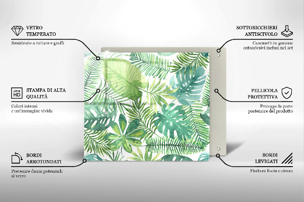 Tábua de cortar Folhas boho em aquarela