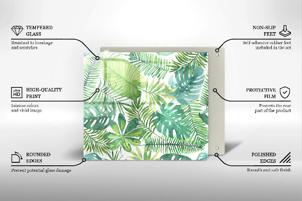 Tábua de cortar Folhas boho em aquarela
