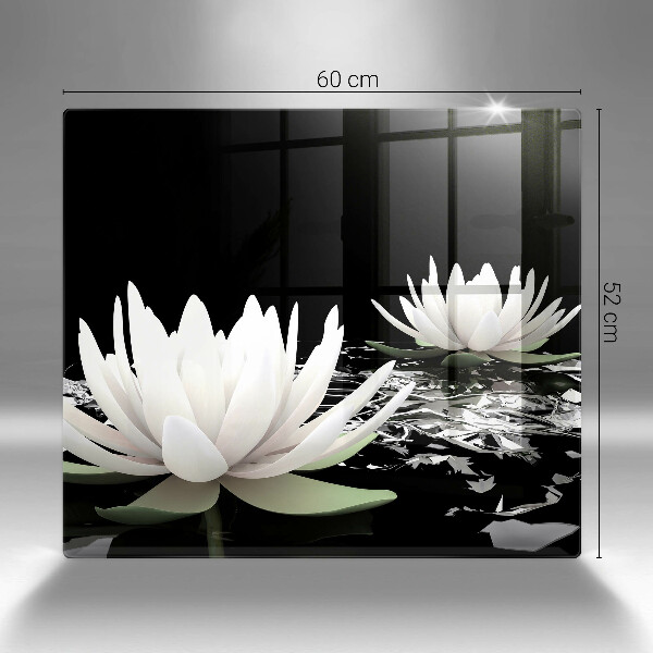 Tábua de corte de vidro Lírios brancos na água