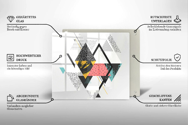 Tábua de cortar de vidro Triângulos abstratos