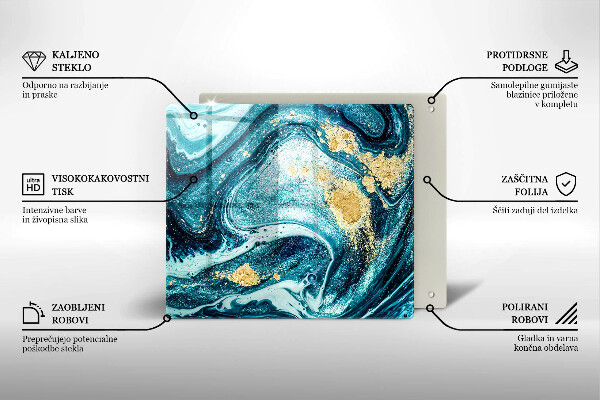 Tábua cozinha Azul abstrato dourado