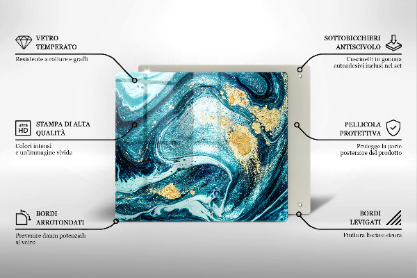 Tábua cozinha Azul abstrato dourado