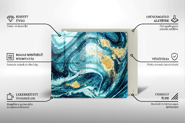 Tábua cozinha Azul abstrato dourado