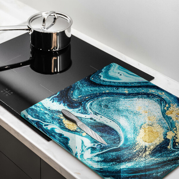 Tábua cozinha Azul abstrato dourado