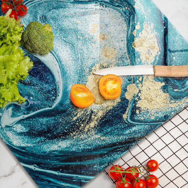 Tábua cozinha Azul abstrato dourado