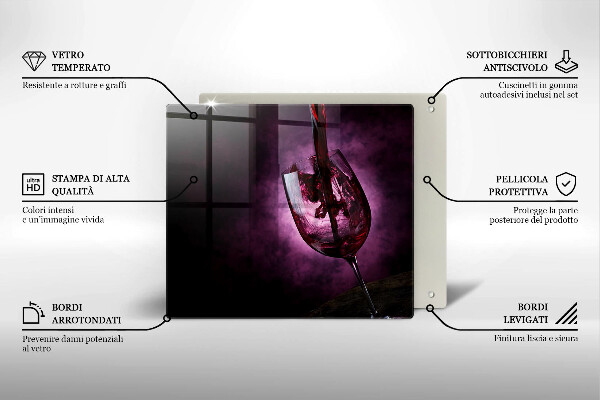 Tábua de corte de vidro Um copo de vinho