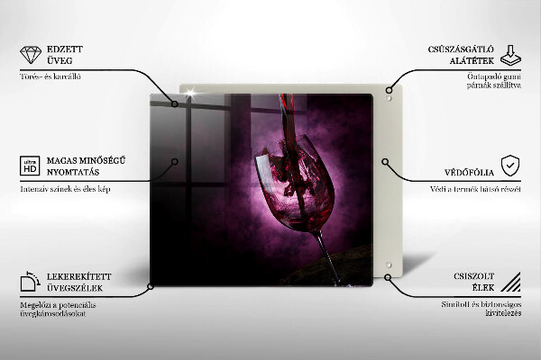 Tábua de corte de vidro Um copo de vinho