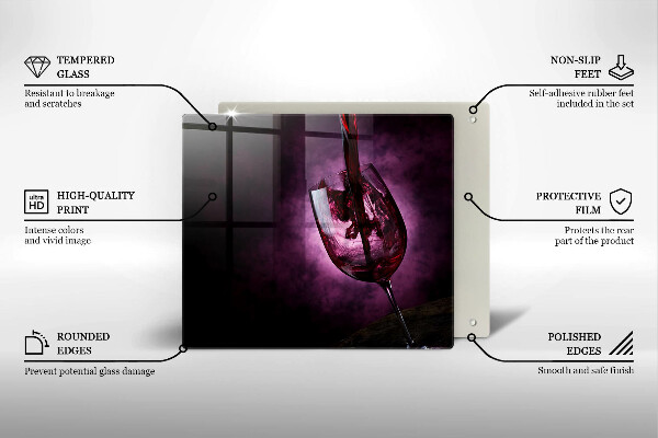 Tábua de corte de vidro Um copo de vinho