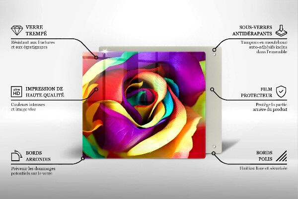 Tábua de vidro Pétalas de rosas coloridas