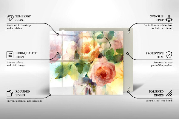 Tábua de cortar alimentos Flores pintadas