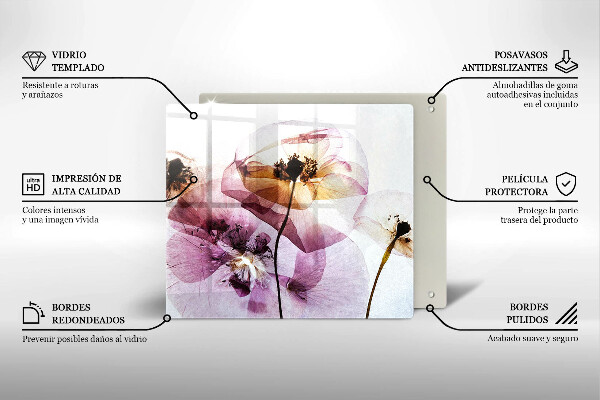 Tábua de corte de vidro Flores delicadas