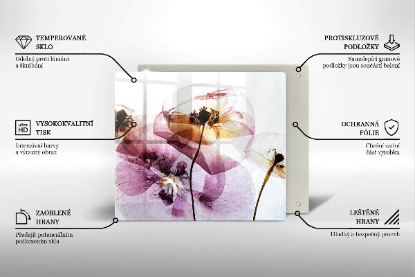 Tábua de corte de vidro Flores delicadas