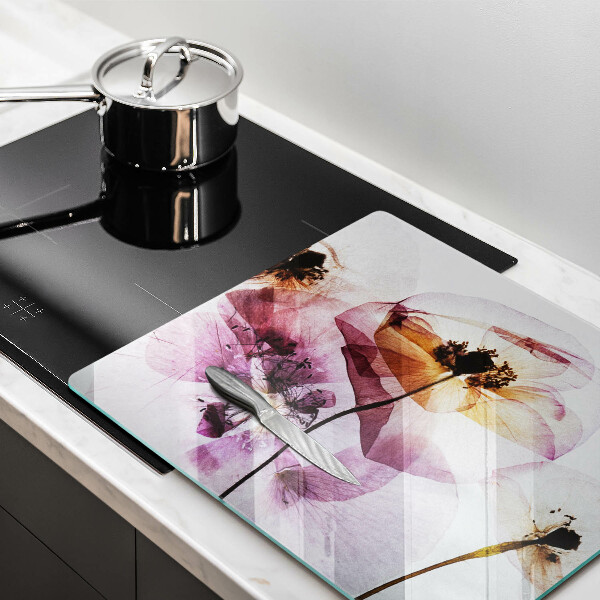 Tábua de corte de vidro Flores delicadas