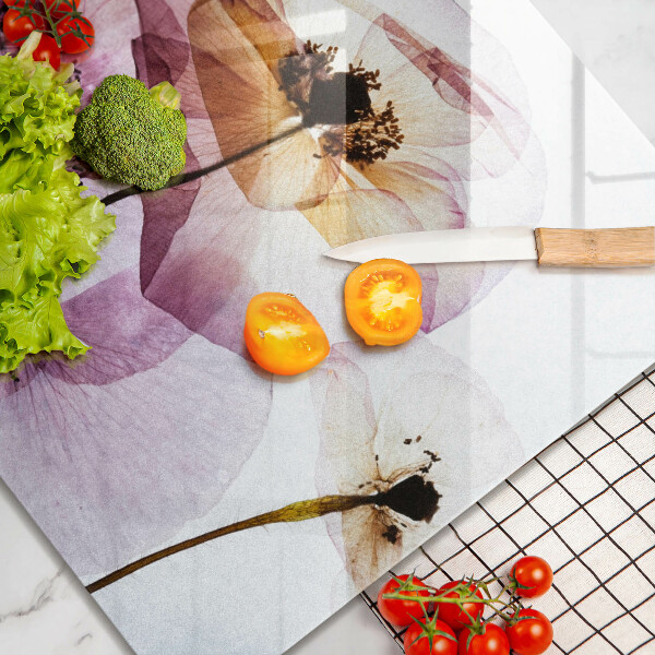 Tábua de corte de vidro Flores delicadas