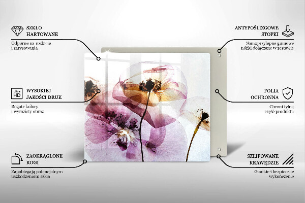 Tábua de corte de vidro Flores delicadas