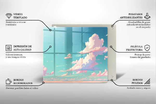 Tábua de corte de vidro Céu de conto de fadas