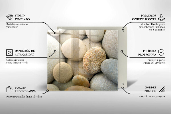 Tábua de corte de vidro Padrão de pedras ovais