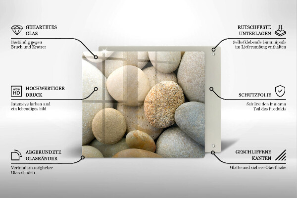 Tábua de corte de vidro Padrão de pedras ovais