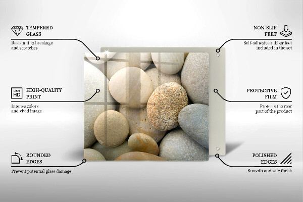 Tábua de corte de vidro Padrão de pedras ovais