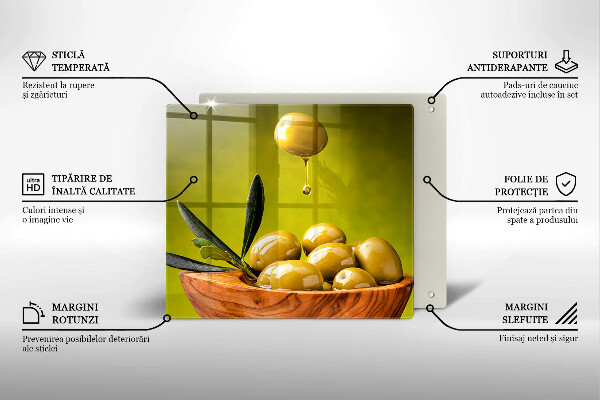 Tábua de corte de vidro Azeitonas saborosas