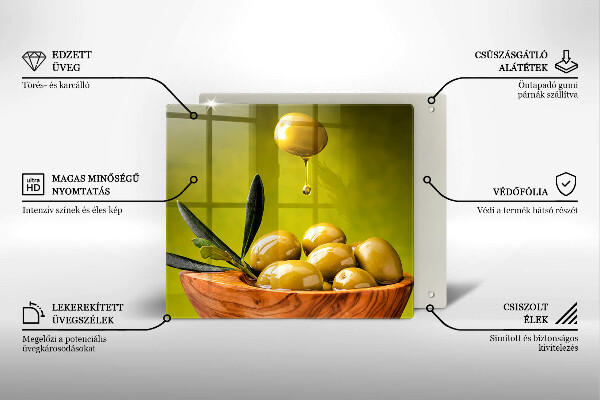 Tábua de corte de vidro Azeitonas saborosas