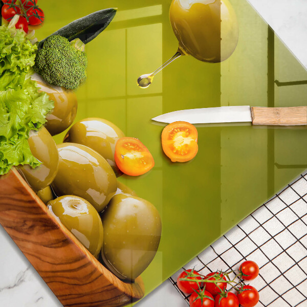 Tábua de corte de vidro Azeitonas saborosas