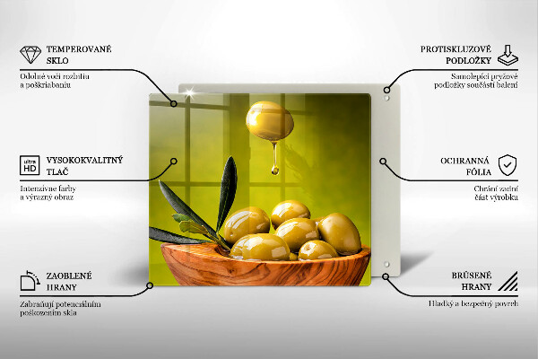 Tábua de corte de vidro Azeitonas saborosas