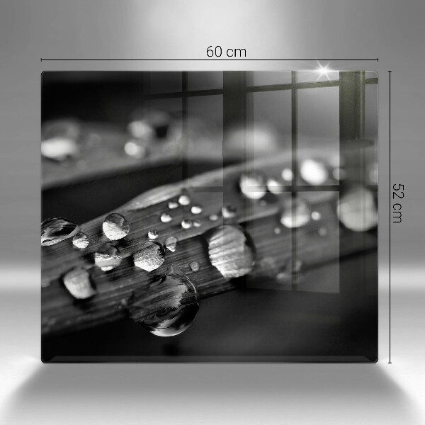 Tábua de cortar de vidro Gotas de orvalho nas folhas