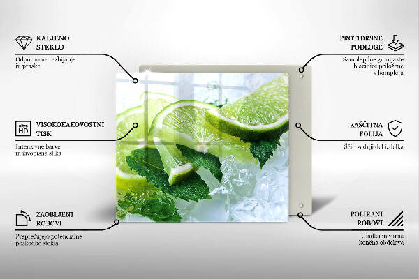 Tábua de cortar alimentos Limão, hortelã e gelo