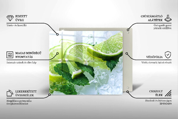 Tábua de cortar alimentos Limão, hortelã e gelo