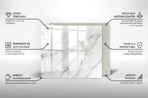 Tábua de corte de vidro Textura de mármore elegante