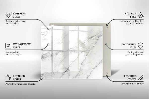 Tábua de corte de vidro Textura de mármore elegante