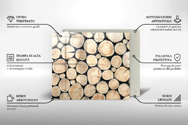 Tábua de vidro Troncos de árvores de madeira