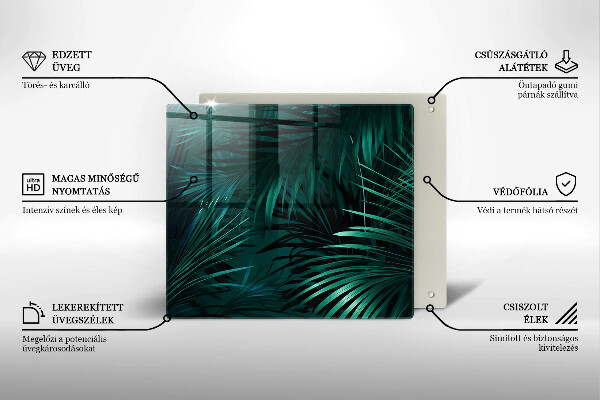 Tábua de cortar de vidro Folhas selvagens da selva