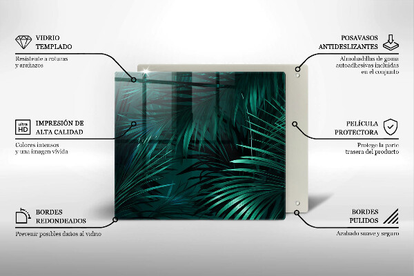 Tábua de cortar de vidro Folhas selvagens da selva