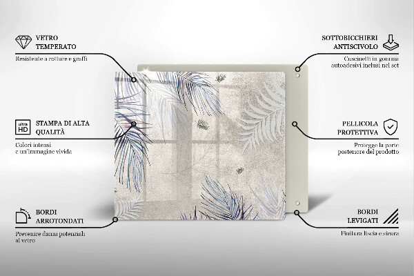 Tábua de corte de vidro Folhas sutis