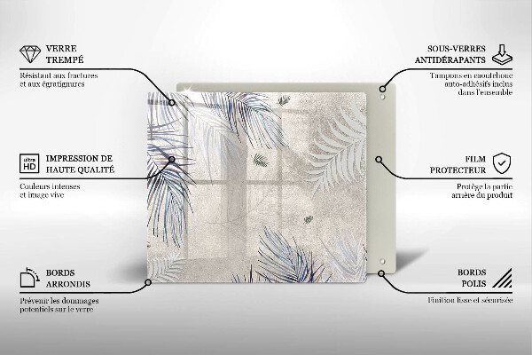 Tábua de corte de vidro Folhas sutis