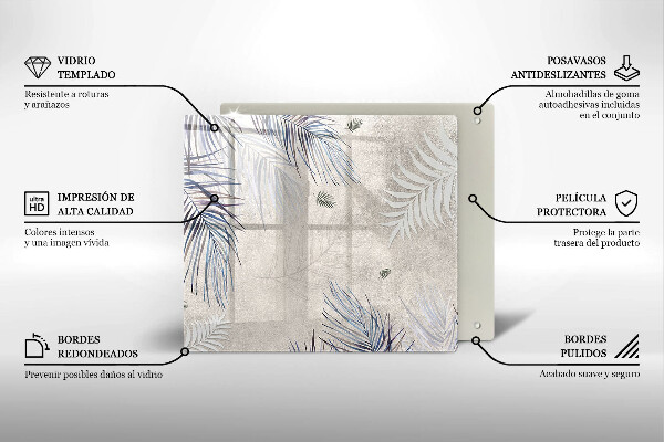 Tábua de corte de vidro Folhas sutis