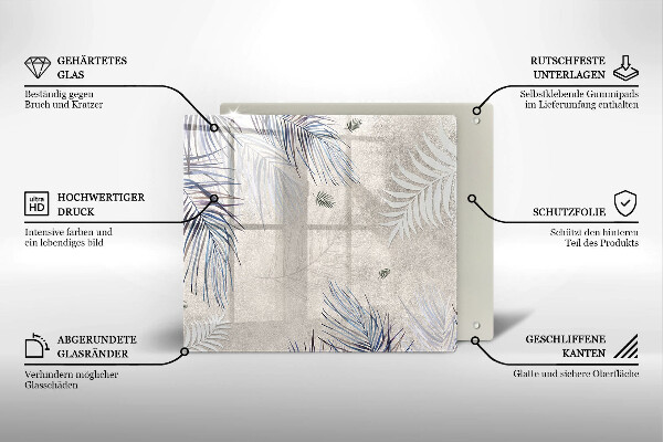 Tábua de corte de vidro Folhas sutis