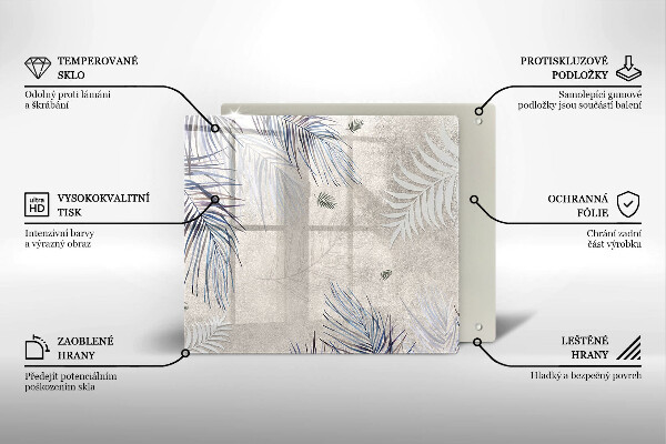 Tábua de corte de vidro Folhas sutis